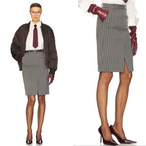 Sophisticated Gray Striped Pencil Skirt